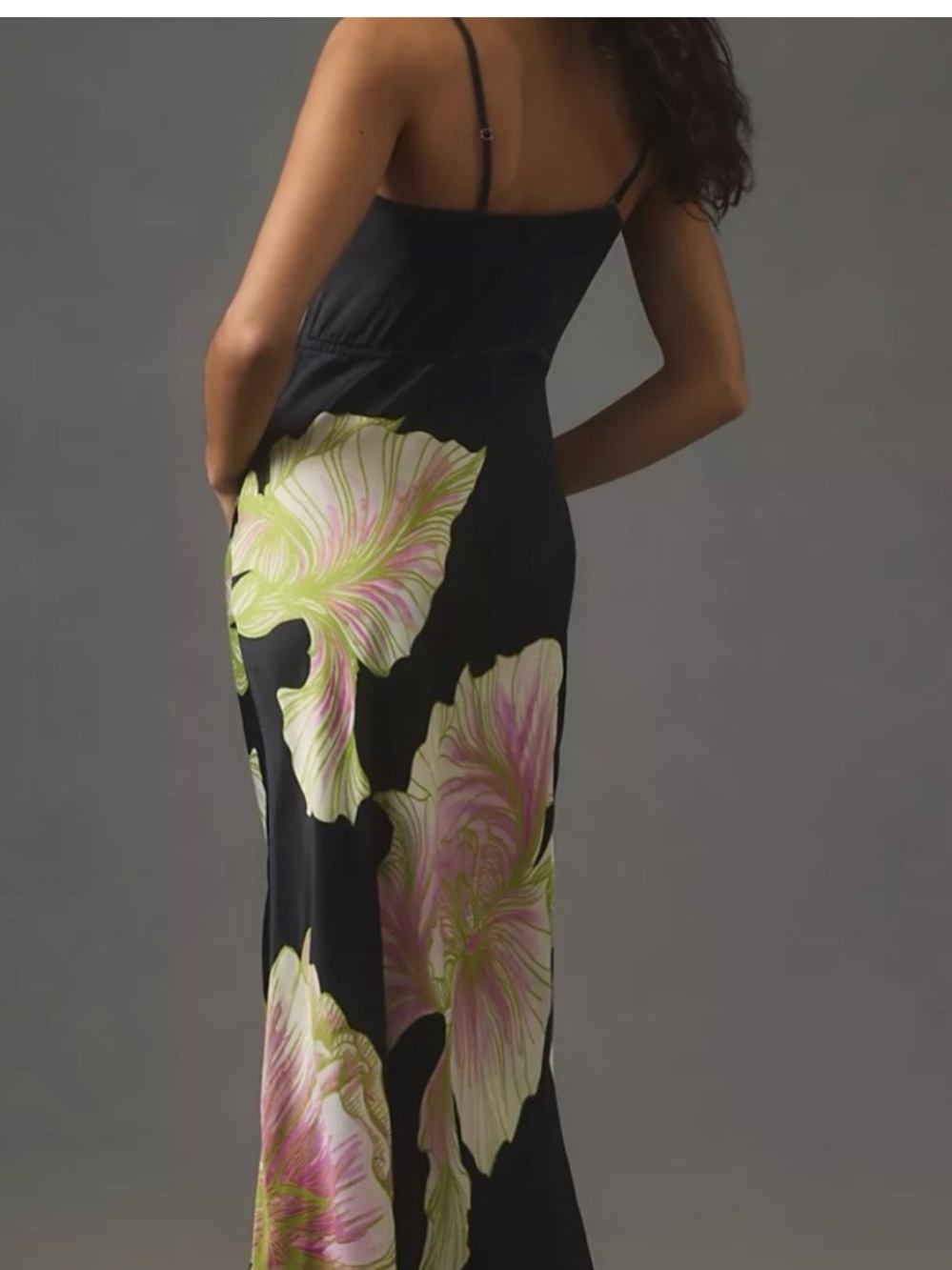 NWT Anthropologie size 1X Chloe slip midi dress in black floral - Picture 3 of 11